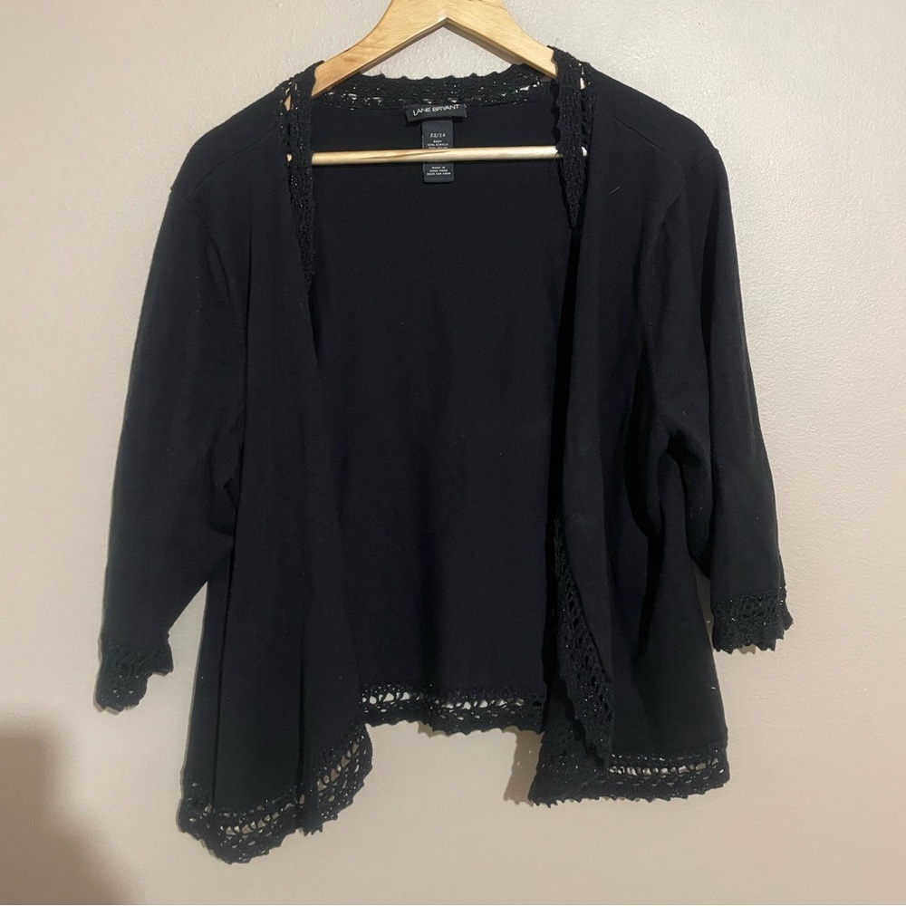 Lane Bryant Lace Trim Cardigan in Black